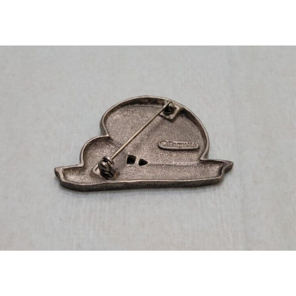 Vintage Paquette Pewter Tone Beach Umbrella Ball Scene Brooch 1"H x 2"W - Picture 4 of 4